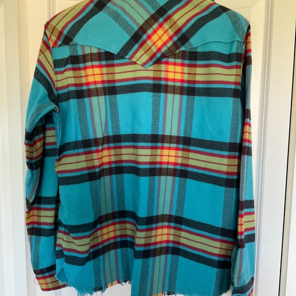 Aviator Nation Unisex Surf Blue Flannel Button Down Size Small - Picture 4 of 6